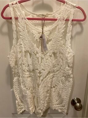NWT Capri Cream Lace Crochet Tank Top XL